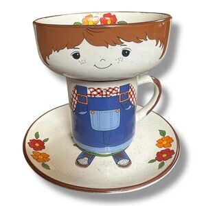 Vtg Fred Robert’s Company Interpur Collectible Farm Boy Stacking Plate Set